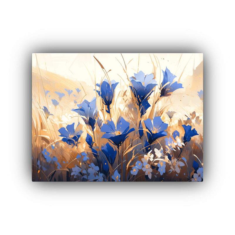GENERICO - Pintura De Flores En Lienzo En Colores Oro Y Azul Arte Con  120x80cm