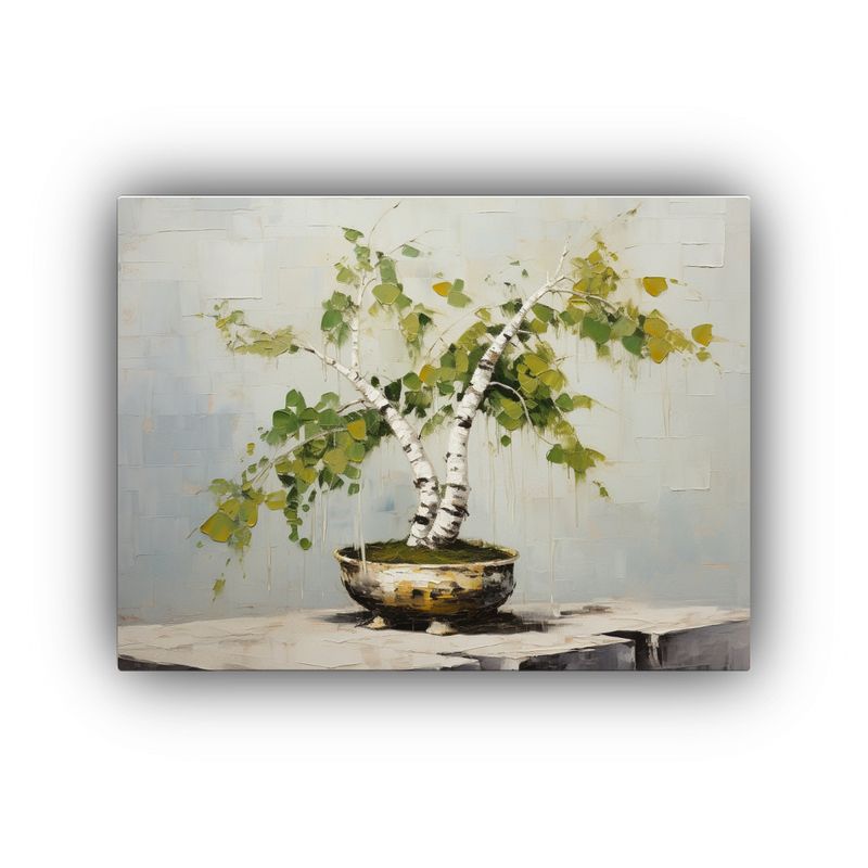 GENERICO - Pintura Abstracta De Un árbol De Abedul Bonsái Inspiraci 120x80cm