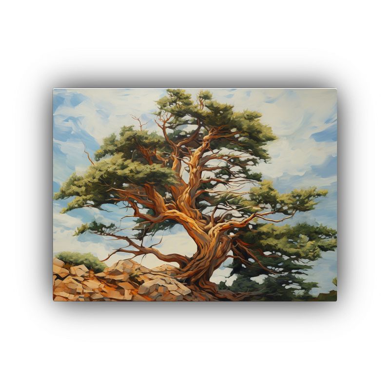 GENERICO - Pintura Abstracta De Cedro Equilibrio De Árbol En Acuarela 120x80cm