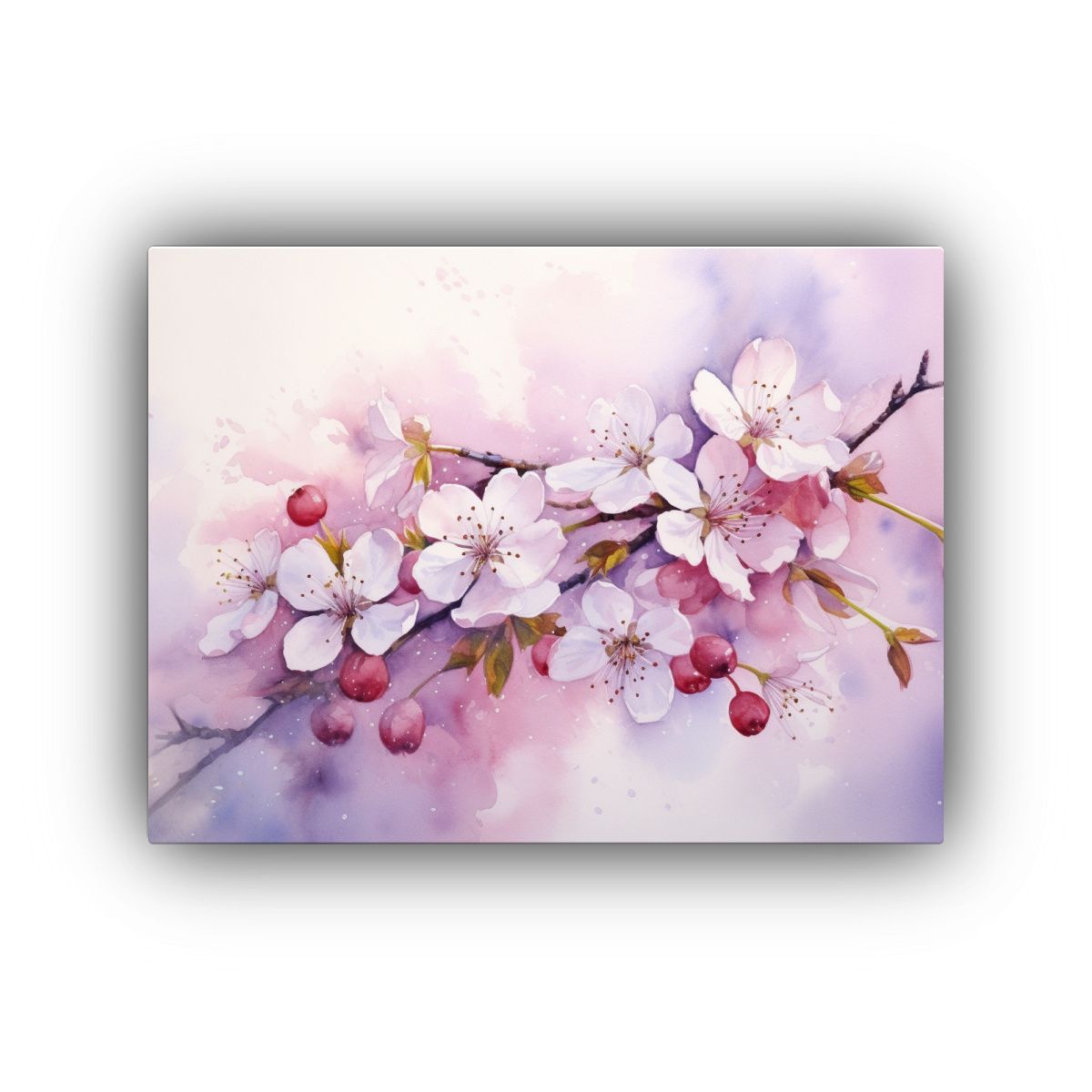 GENERICO - Cuadro Tela Imagen Alta Resolución Flor Cerezo Acuarela Abs 120x80cm