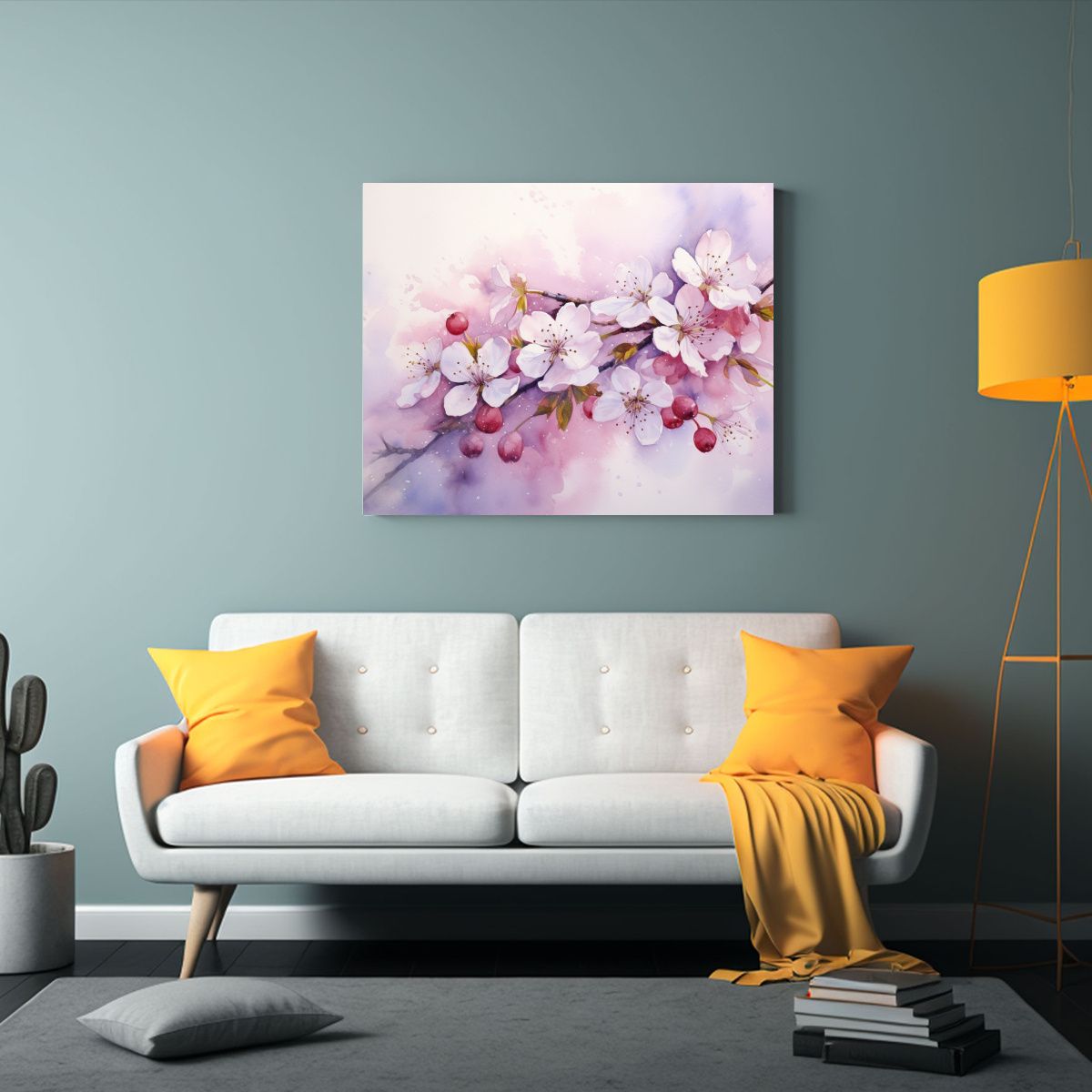 GENERICO - Cuadro Tela Imagen Alta Resolución Flor Cerezo Acuarela Abs 120x80cm