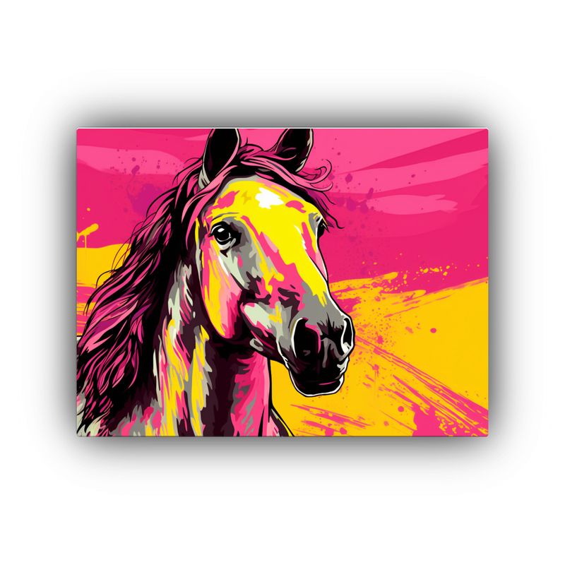 GENERICO - Cuadro Vitalidad Clydesdale En Amarillo Y Rosa Arte Pop Neo 120x80cm