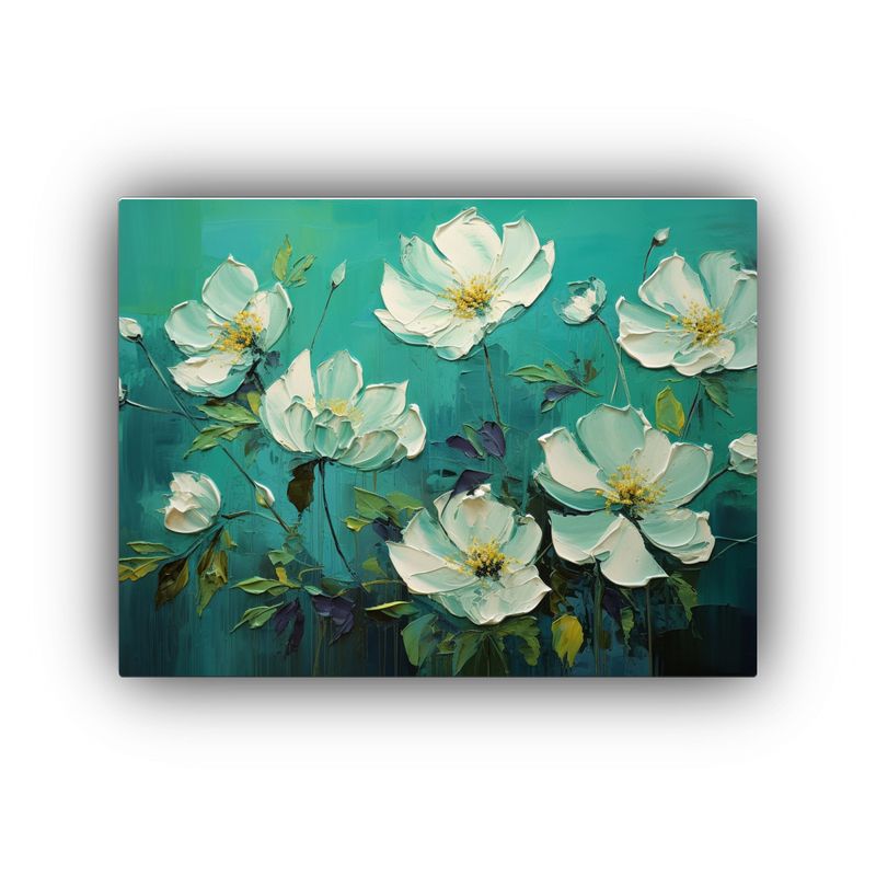 GENERICO - Cuadro De Flores En Tonalidades Verdes Y Teal Para Decoraci 120x80cm