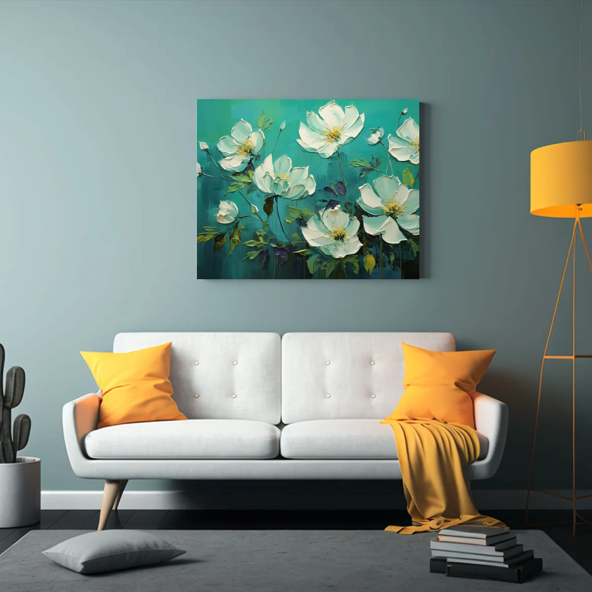 GENERICO - Cuadro De Flores En Tonalidades Verdes Y Teal Para Decoraci 120x80cm