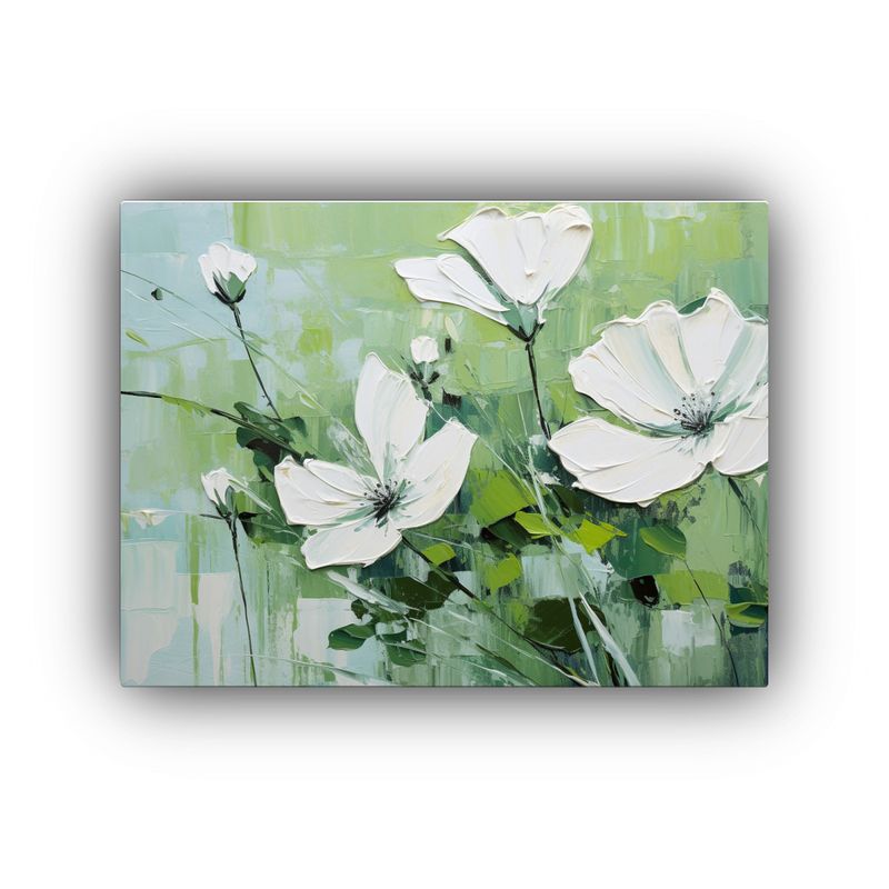 GENERICO - Cuadro De Flores Verdes Y Blancas Estilo Galería Para Decor 120x80cm