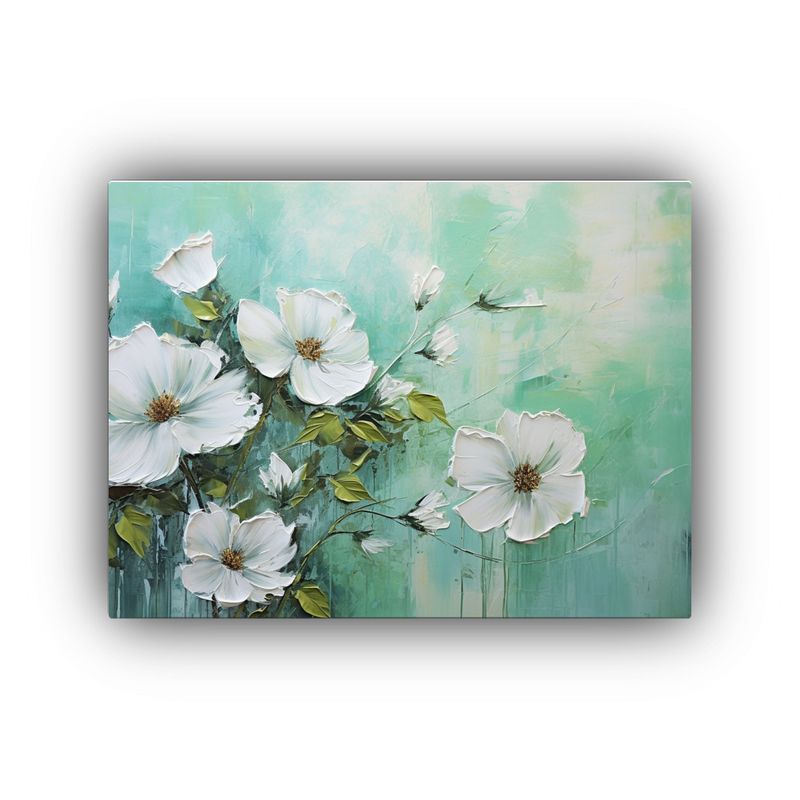 GENERICO - Cuadro Floral Verde En Tela Estilo Bastidor Decorativo Elega 120x80cm