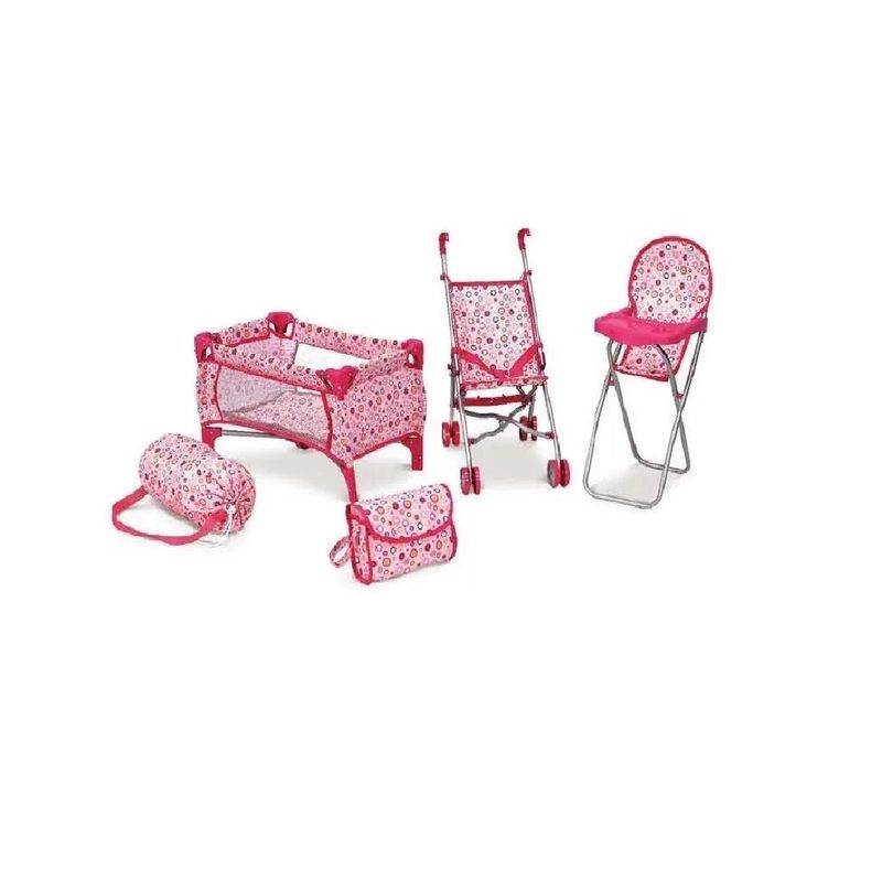 GENERICO - Set Coche Muñeca  Cuna Y Silla De Comer