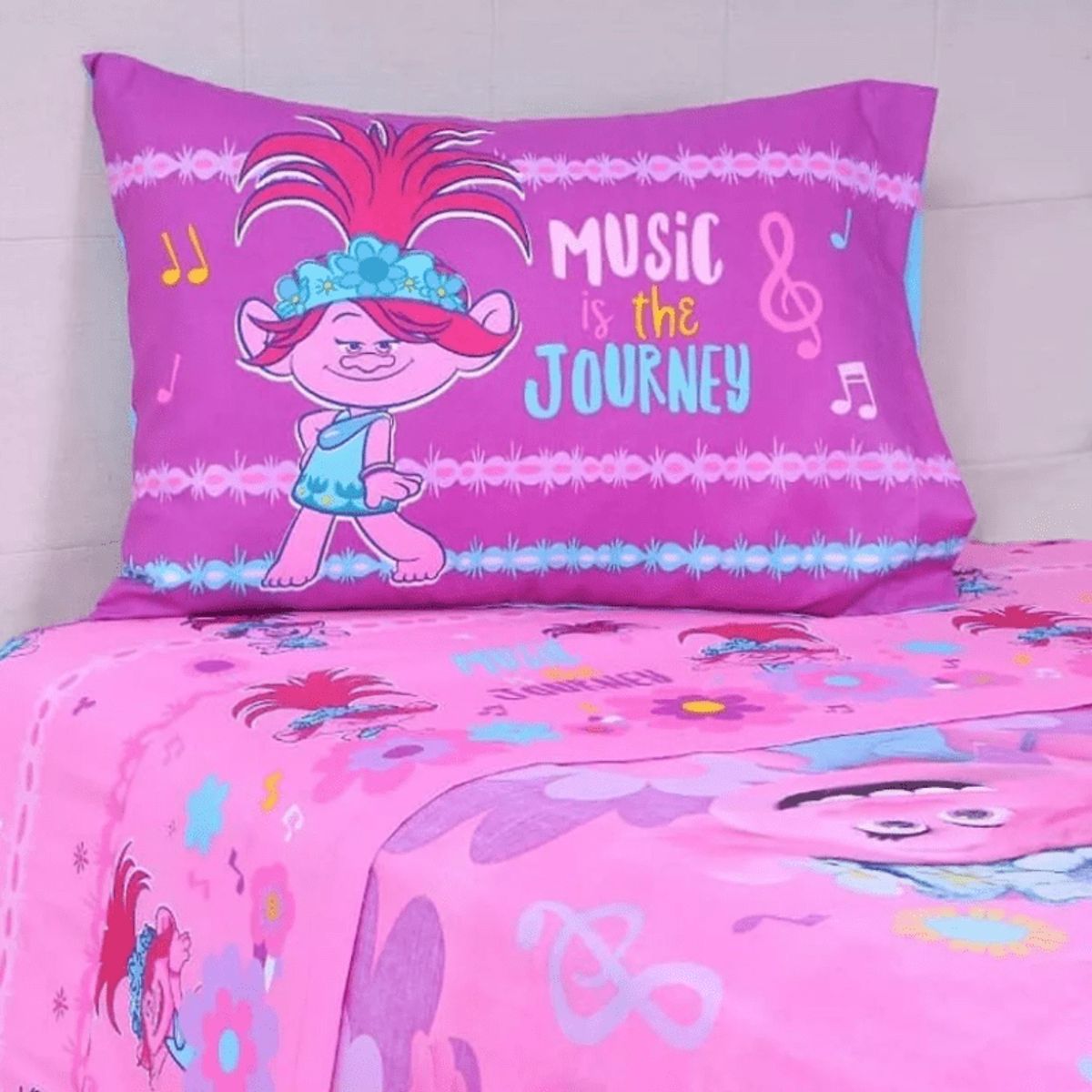 MASHINI - Sábana 1.5 Plazas Microfibra Trolls