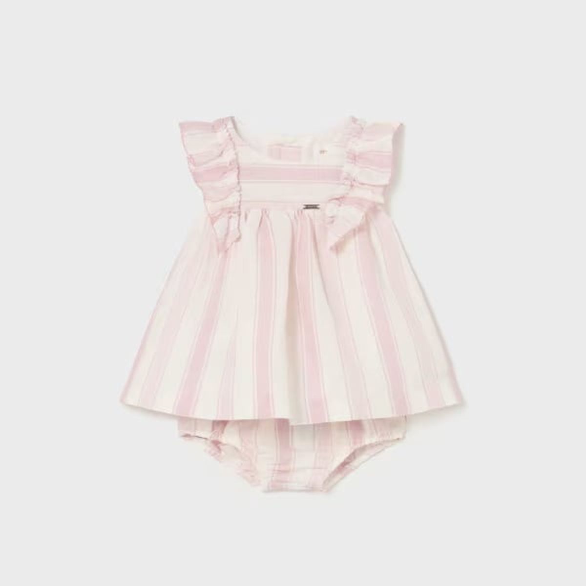 MAYORAL - Vestido con cubrepañal rayas lino europeo recién nacido