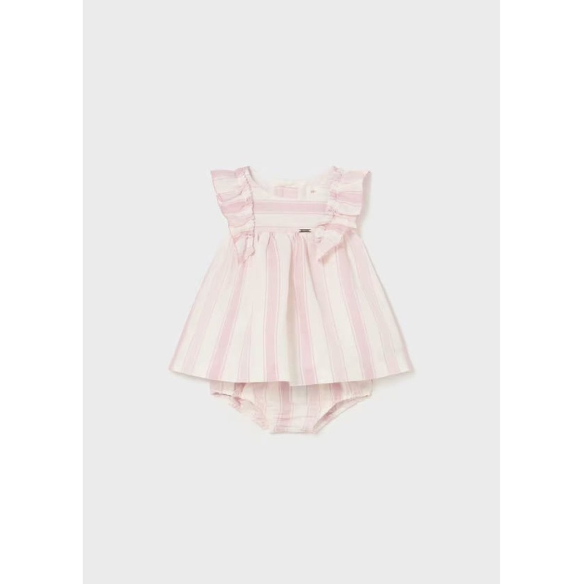 MAYORAL - Vestido con cubrepañal rayas lino europeo recién nacido