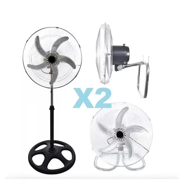 GENERICO Pack 2 Ventilador Industrial Metalico 18 Alta Potencia 3 En1