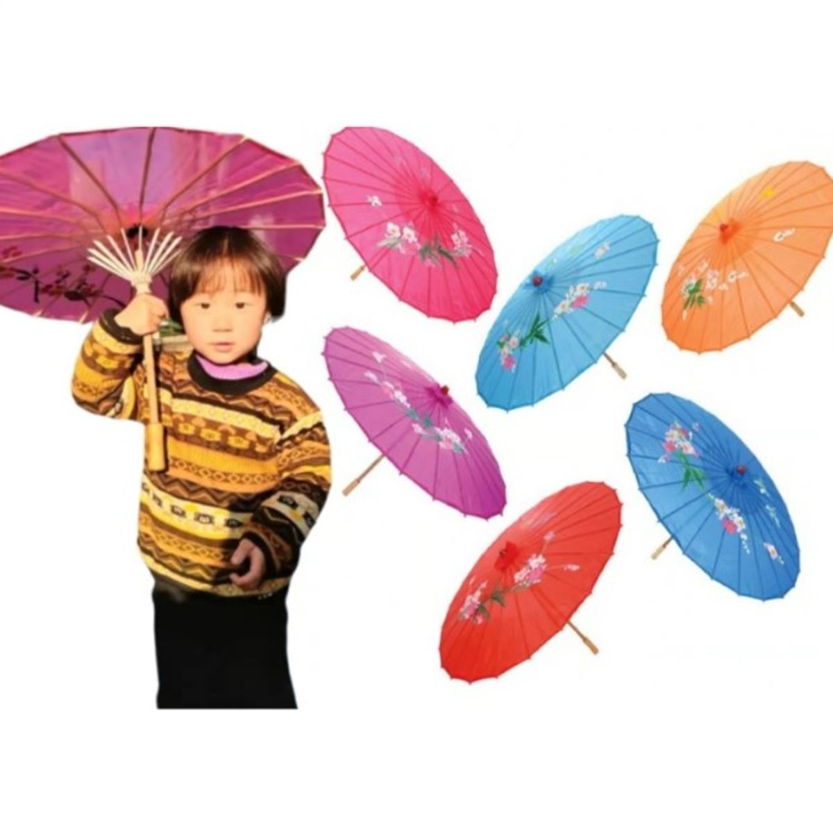 GENERICO - Sombrilla De Seda China Diseño Plegable Colores Surtidos