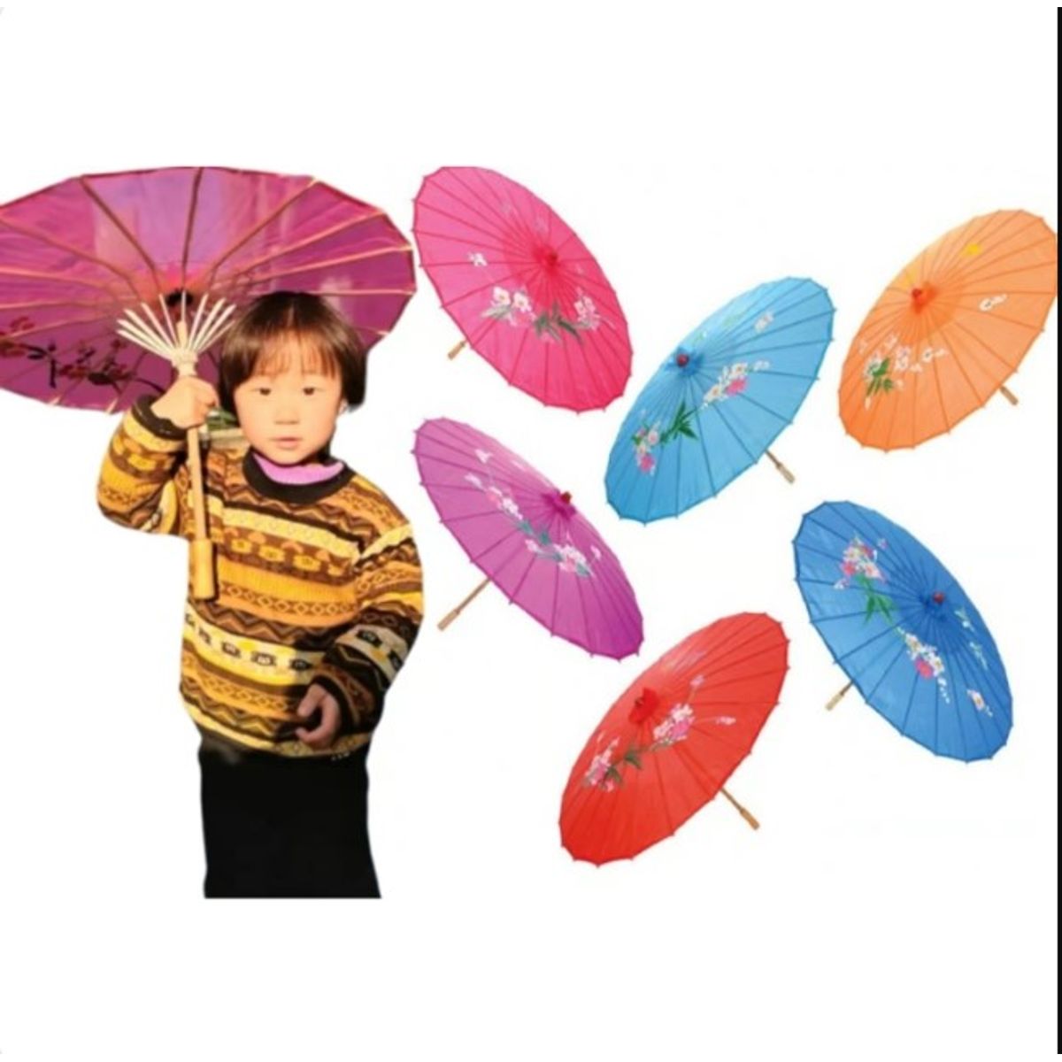 GENERICO - Sombrilla De Seda China Diseño Plegable Colores Surtidos