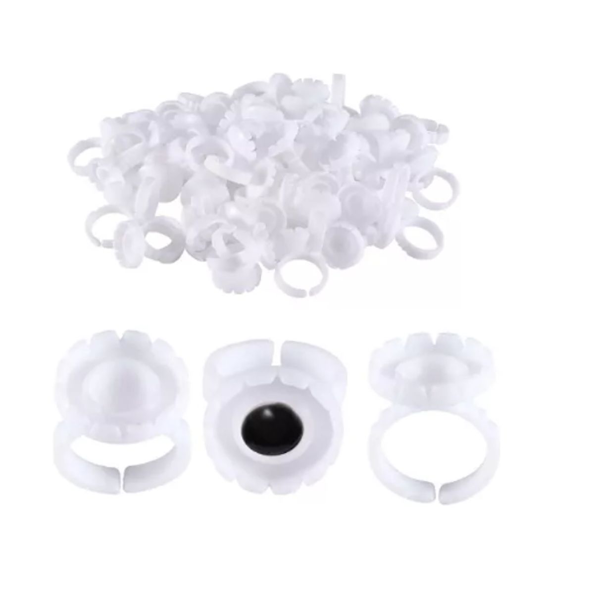 GENERICO - Anillos / Soportes Para Pegamento O Pigmento De 300 Unidades BLANCO