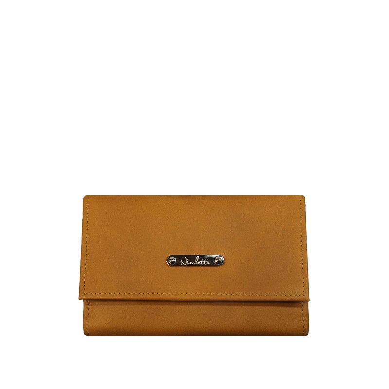 NICOLETTA - Billetera de Mujer Nicoletta Café claro 100% cuero genuino
