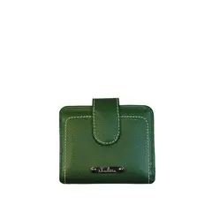 NICOLETTA - Billetera de Mujer verde musgo 100% cuero genuino