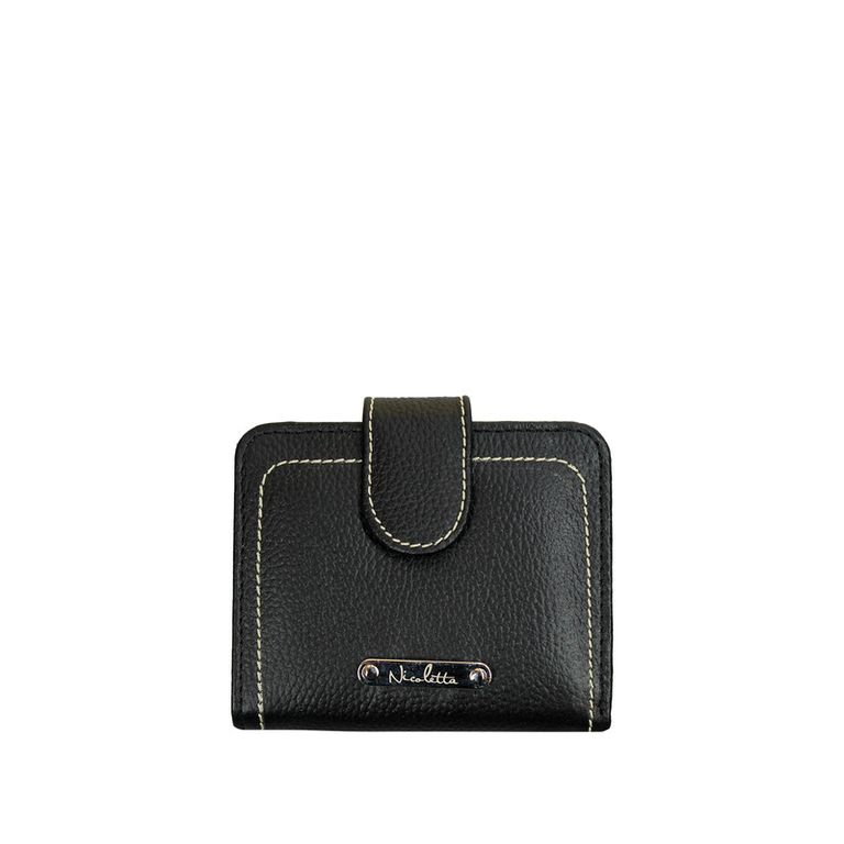 Billetera de Mujer Negro 100% cuero genuino Negro TALLA UNICA