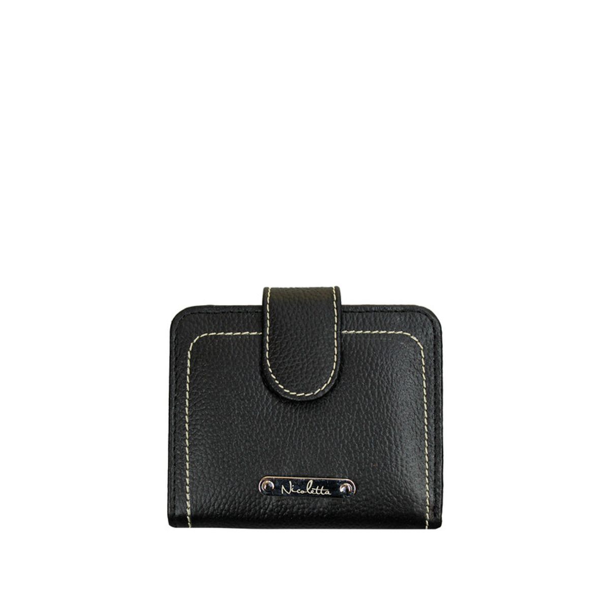 NICOLETTA - Billetera de Mujer Nicoletta Negro 100% cuero genuino
