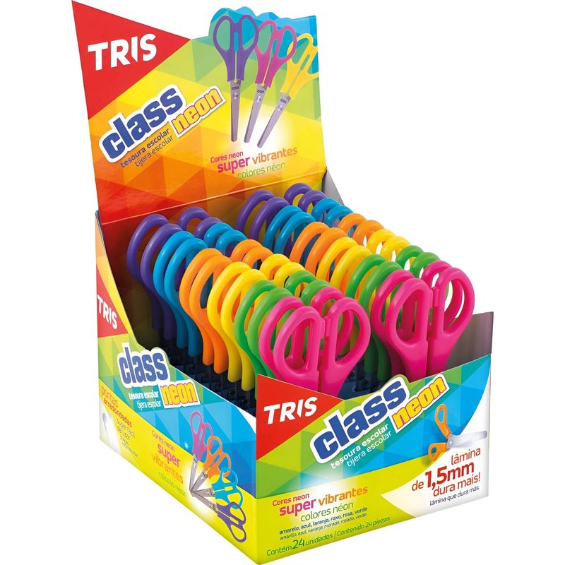 TRIS - Tijera Escolar 13cm Colores Neón