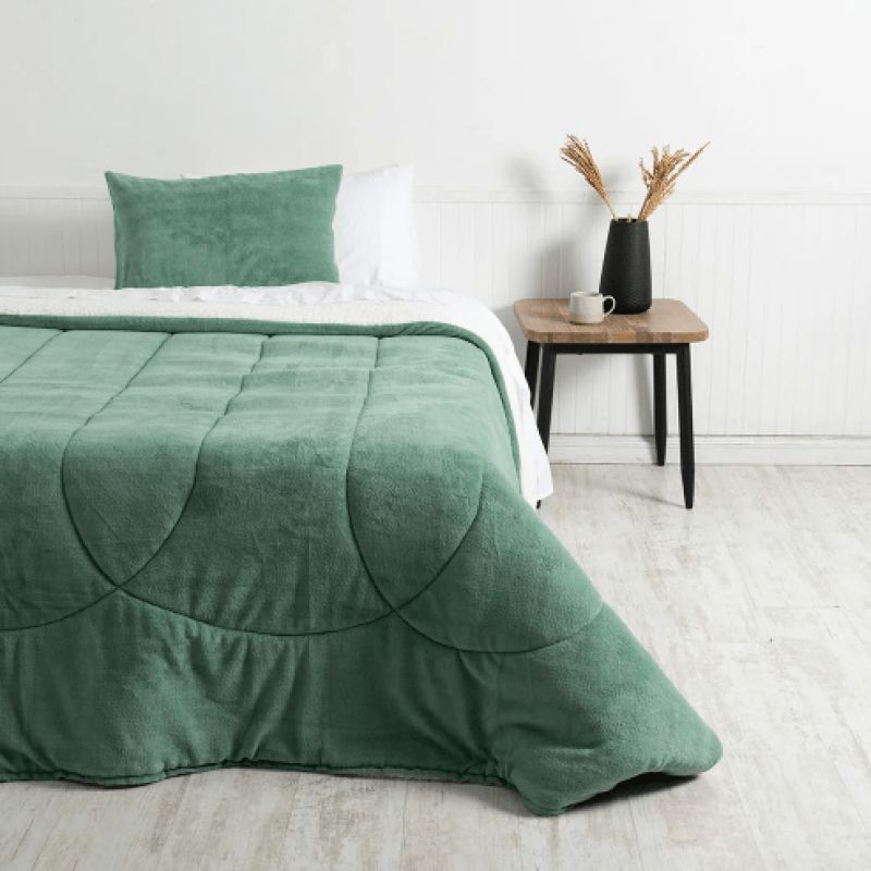MASHINI - Plumón Coral Sherpa 2 Plazas Verde