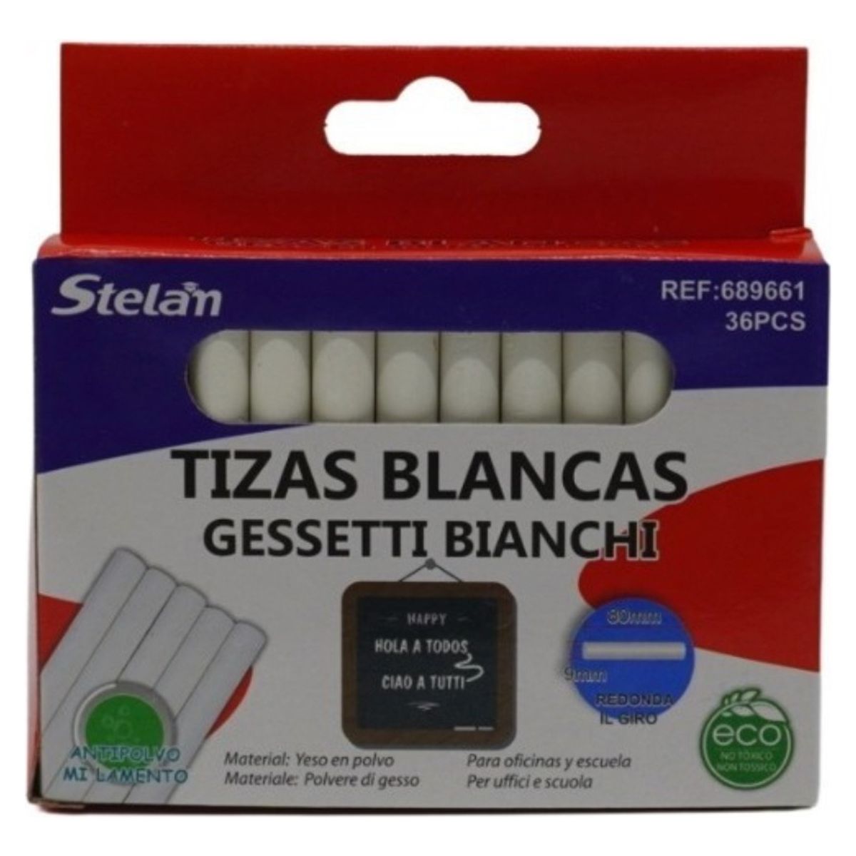 DRASANVI - Caja De Tiza Blanca 36 Unidades