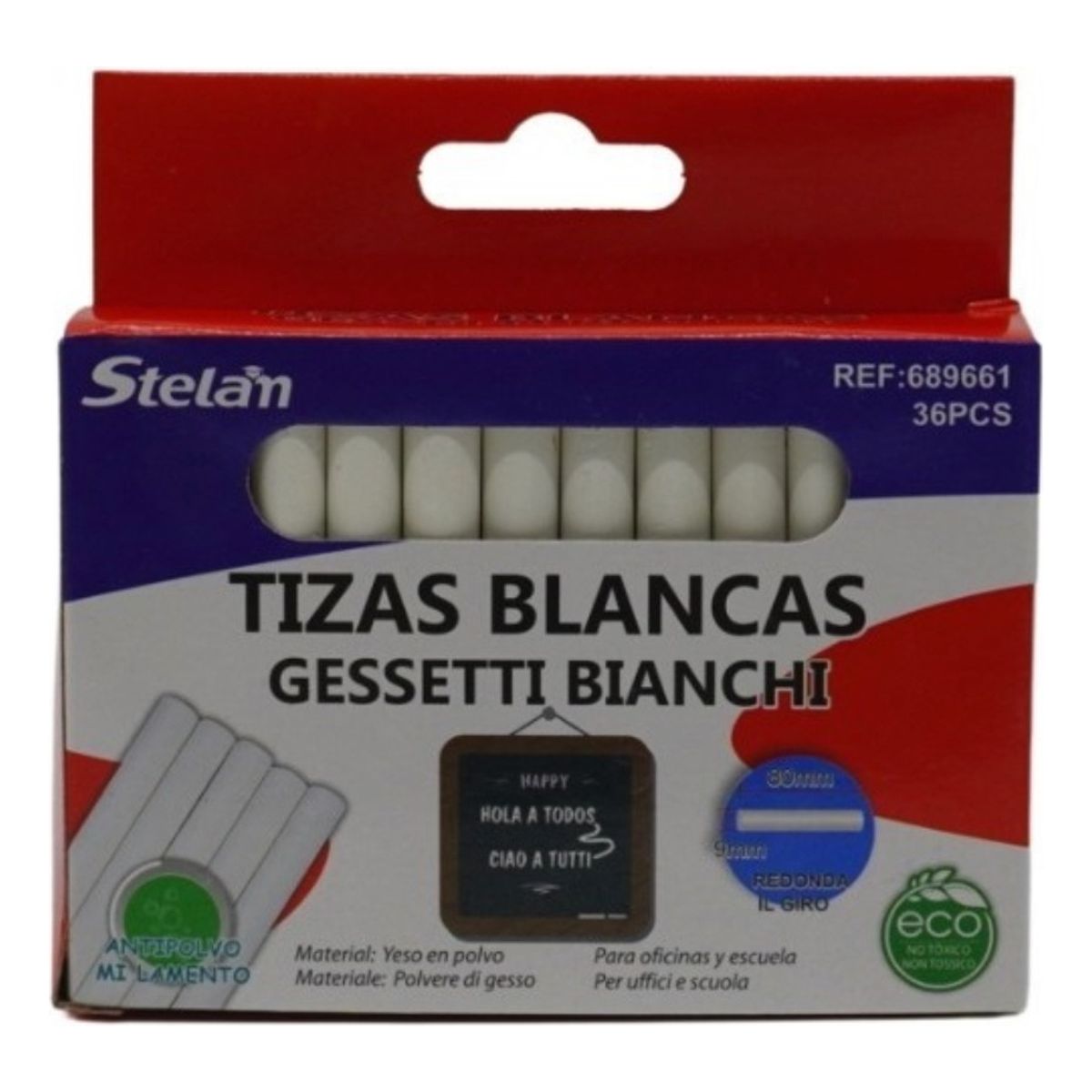 DRASANVI - Caja De Tiza Blanca 36 Unidades