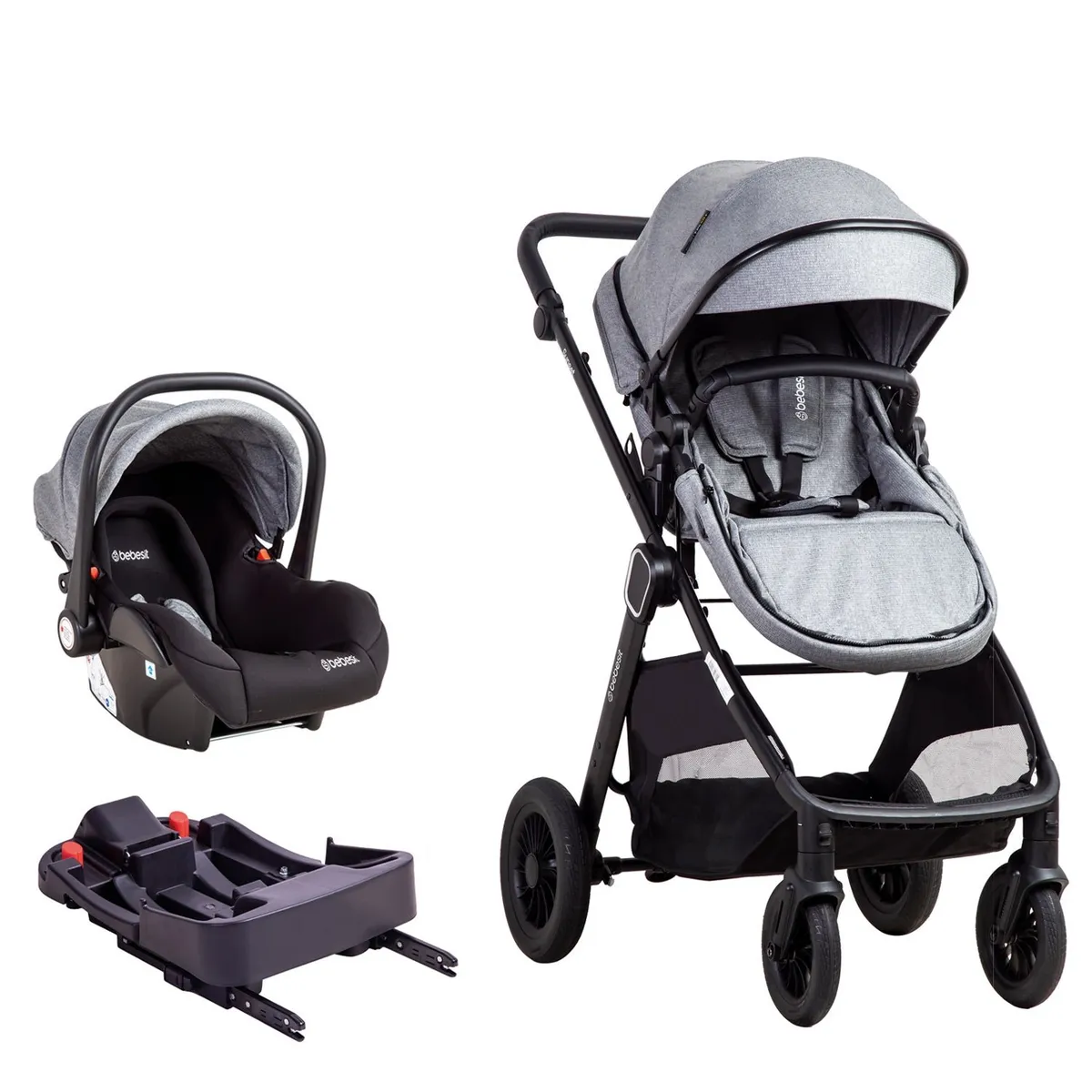 BEBESIT - Coche Cuna Travel System Isofix Sunset Premium Gris Bebesit