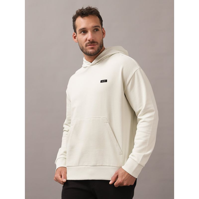 CALVIN KLEIN - Polerón con Gorro Cotton Comfort Blanco Calvin Klein