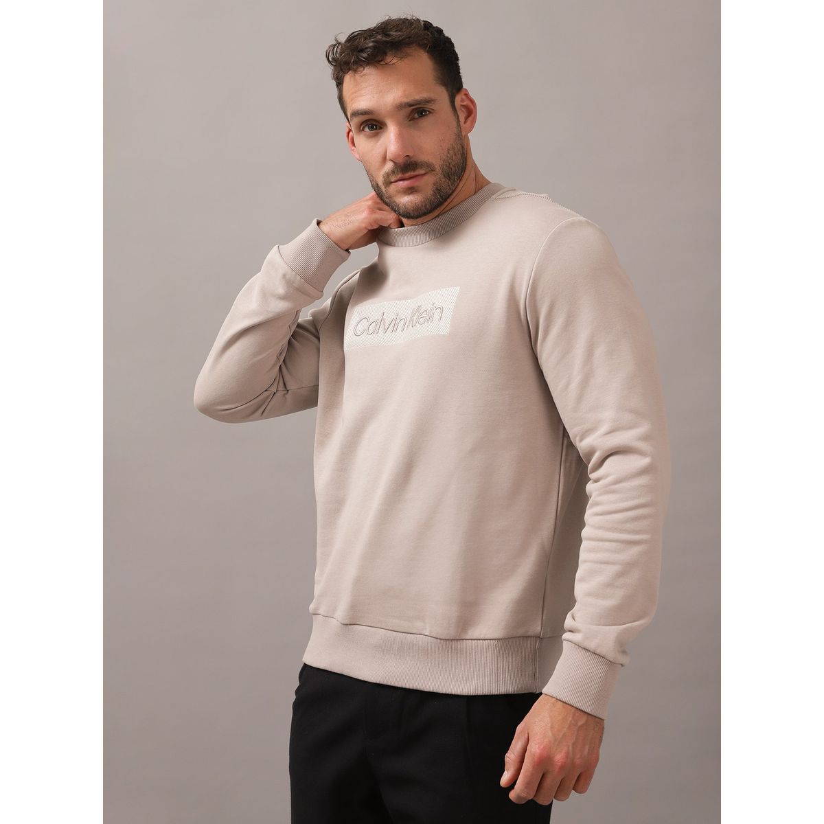 CALVIN KLEIN - Polerón Textured Embroidery Beige Calvin Klein