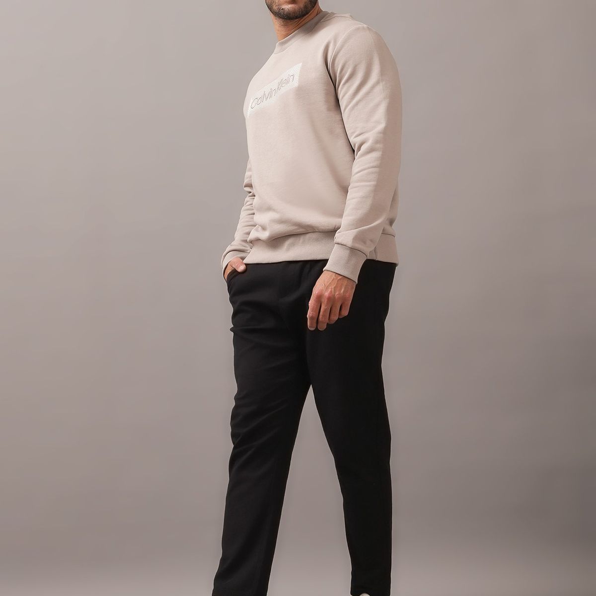 CALVIN KLEIN - Polerón Textured Embroidery Beige Calvin Klein