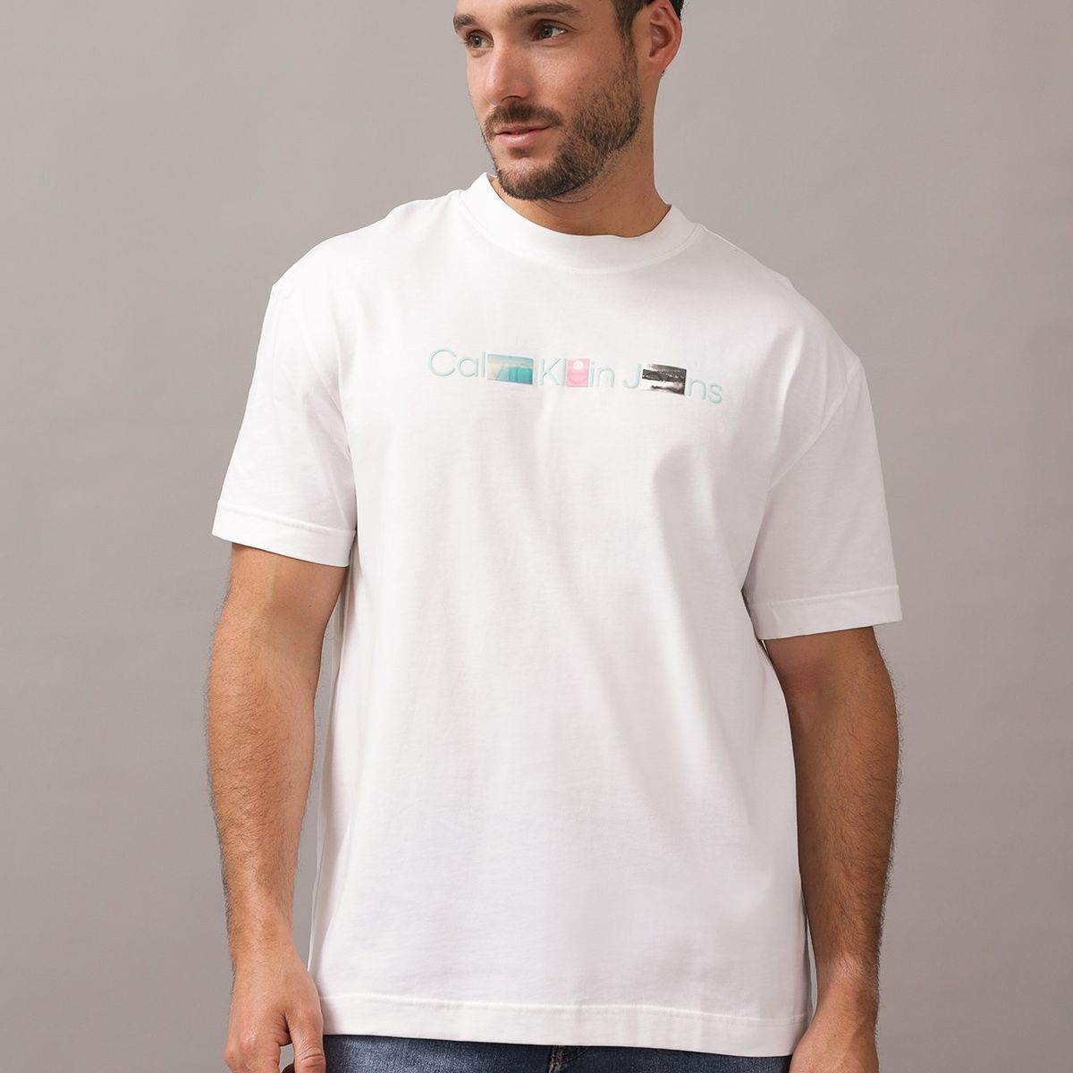 CALVIN KLEIN - Polera Photoprint Institutional Blanco Calvin Klein