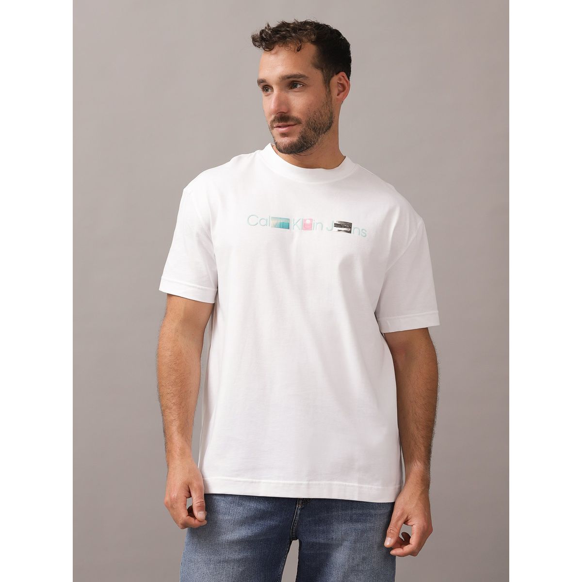 CALVIN KLEIN - Polera Photoprint Institutional Blanco Calvin Klein