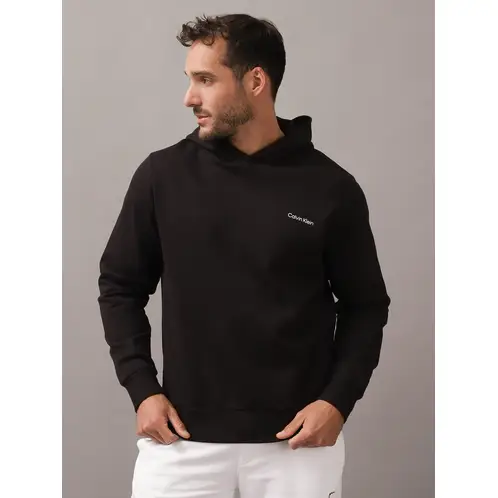CALVIN KLEIN - Polerón con Gorro Angled Back Logo Negro