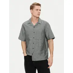 CALVIN KLEIN - Camisa Linen Cotton Cuban Negro