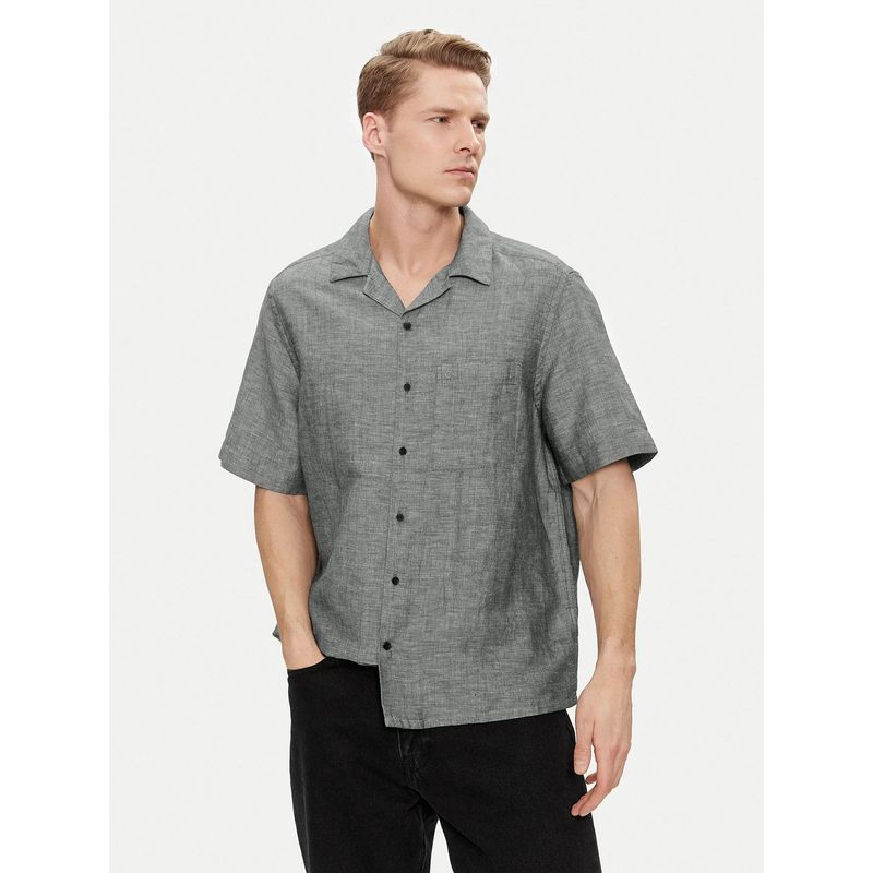 CALVIN KLEIN - Camisa Linen Cotton Cuban Gris Calvin Klein
