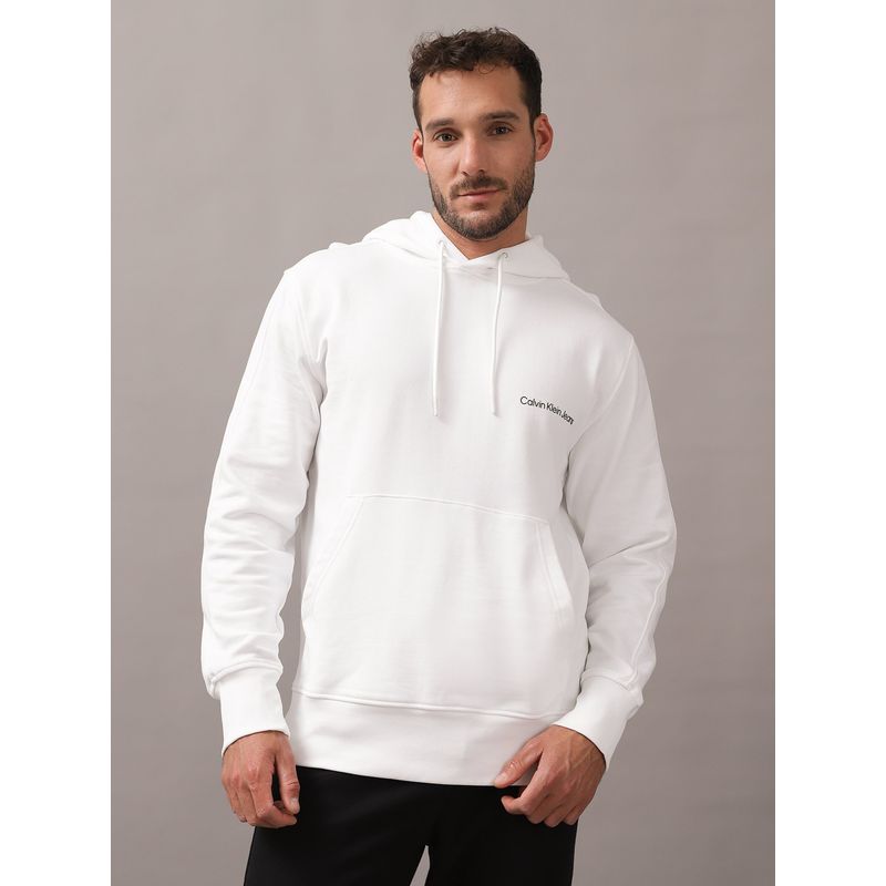 CALVIN KLEIN - Polerón con Gorro Institutional Blanco Calvin Klein