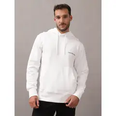 CALVIN KLEIN - Polerón con Gorro Institutional Blanco