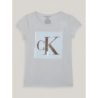 Polera Niña Monogram Sequin Blanco