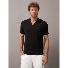CALVIN KLEIN - Polo Cotton Linen Negro