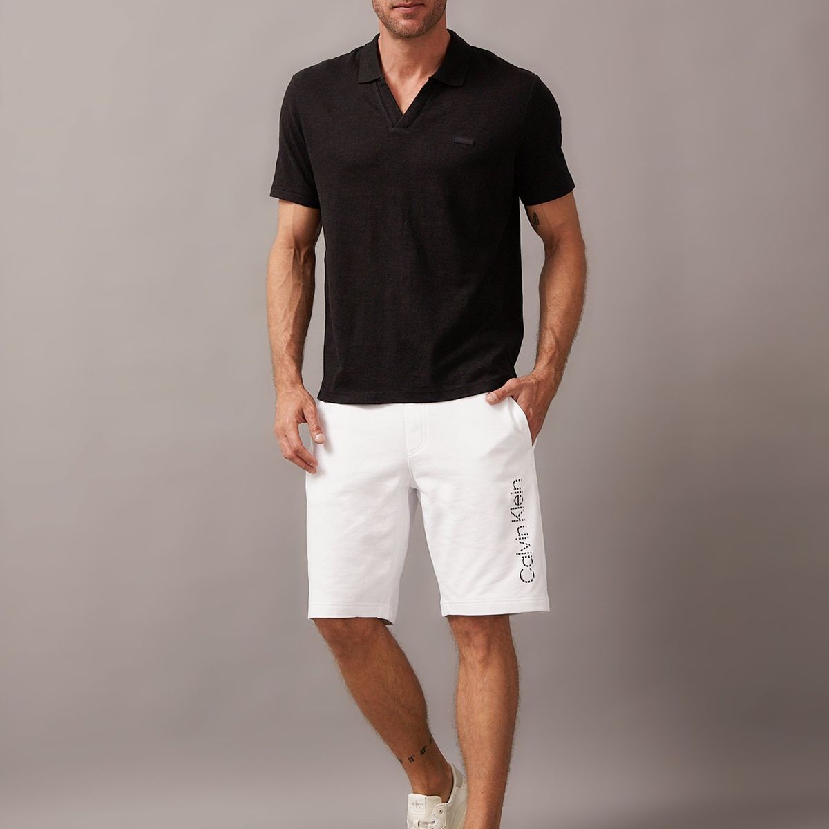 CALVIN KLEIN - Polo Cotton Linen Negro Calvin Klein