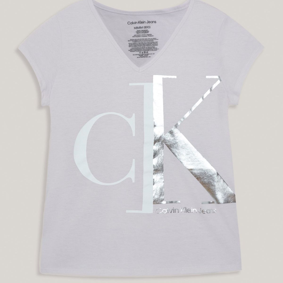 CALVIN KLEIN - Polera Niña Split Monogram Blanco Calvin Klein