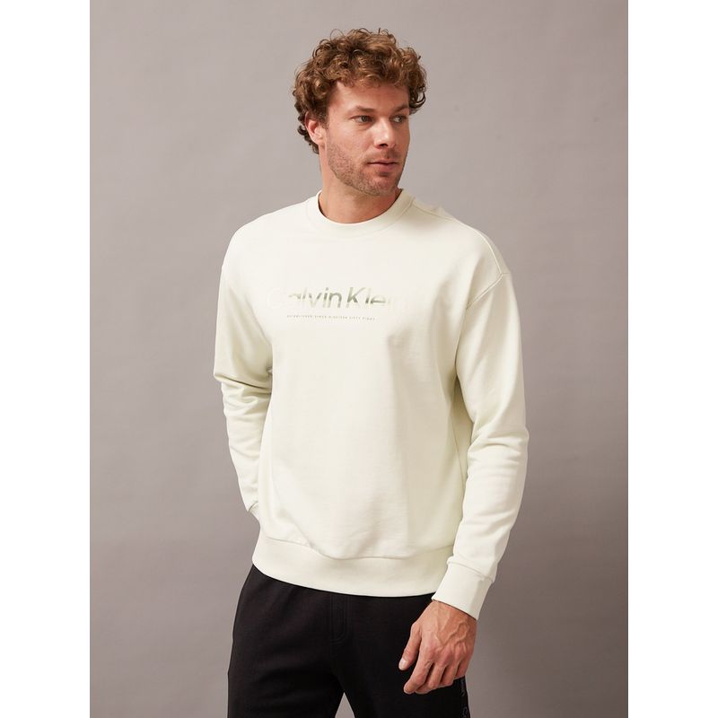 CALVIN KLEIN - Polerón Diffused Logo Blanco Calvin Klein