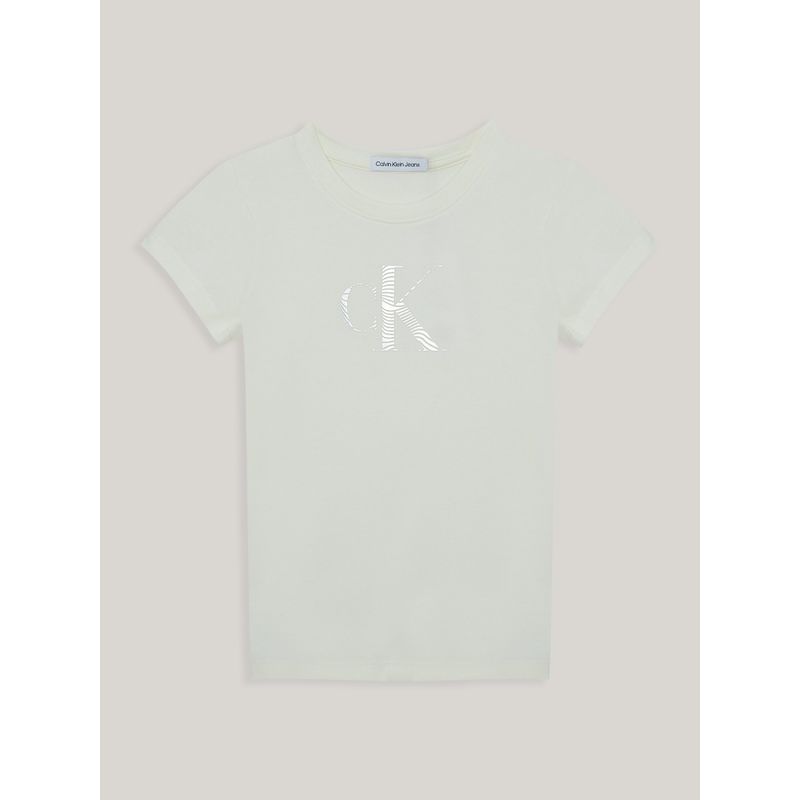 CALVIN KLEIN - Polera Niña Iridescent Ck Slim Beige Calvin Klein
