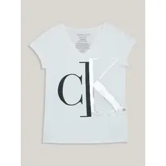 CALVIN KLEIN - Polera Niña Split Monogram Blanco