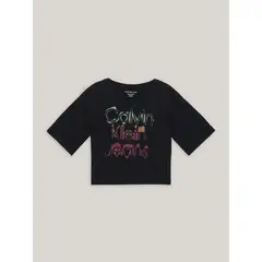 CALVIN KLEIN - Polera Oversize Niña Glow Negro