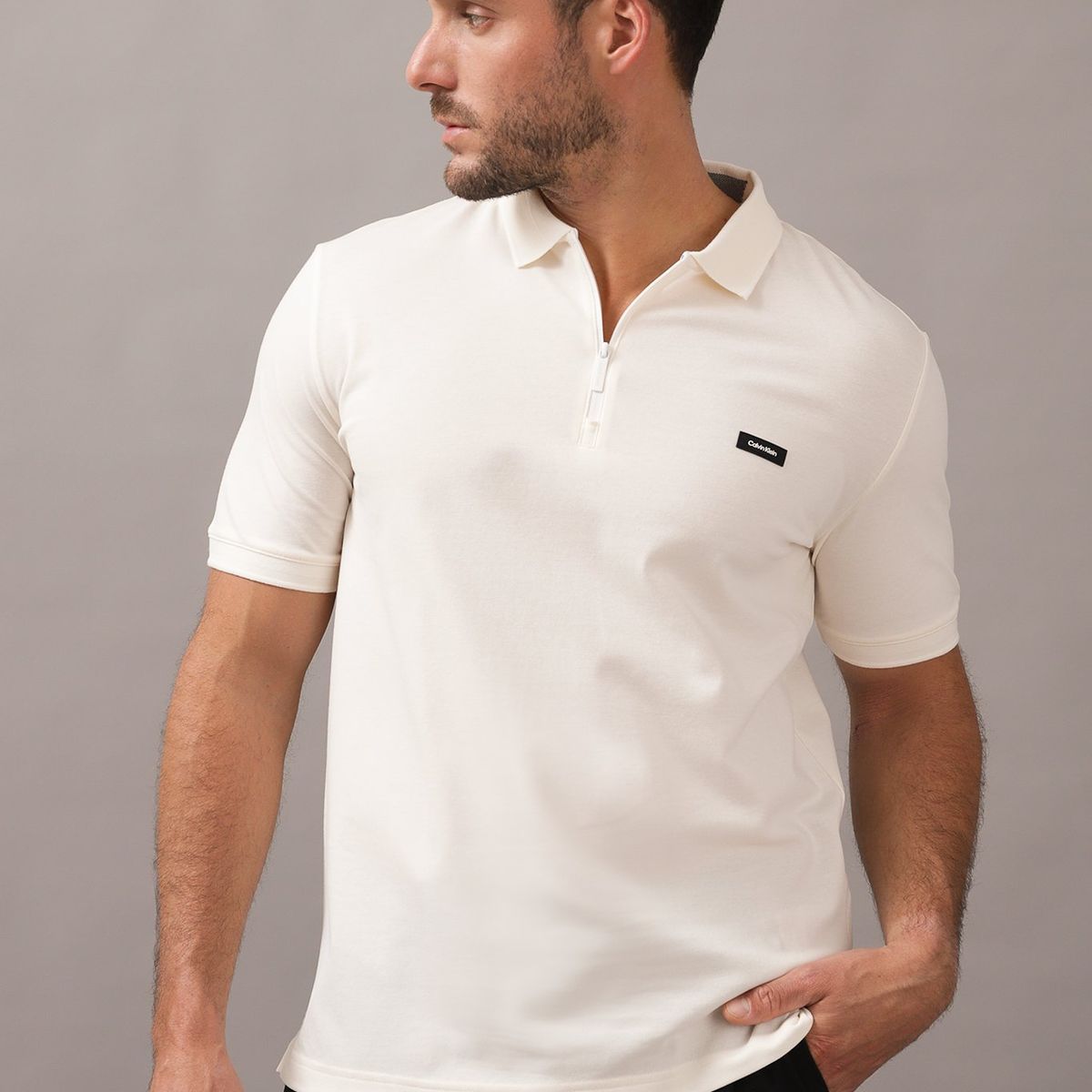CALVIN KLEIN - Polo Thermo Tech Logo Blanco Calvin Klein