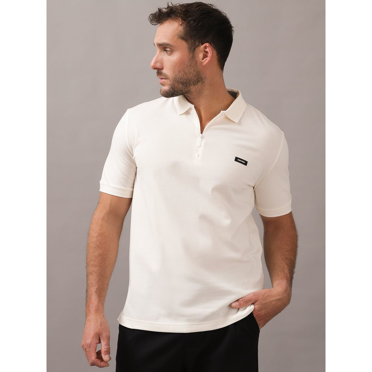 CALVIN KLEIN - Polo Thermo Tech Logo Blanco Calvin Klein