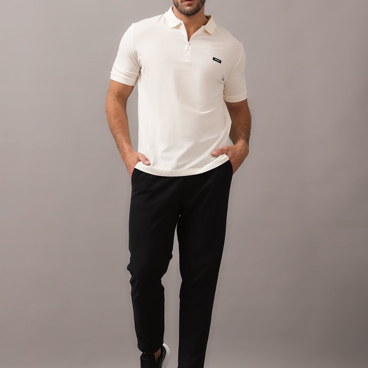 CALVIN KLEIN - Polo Thermo Tech Logo Blanco Calvin Klein