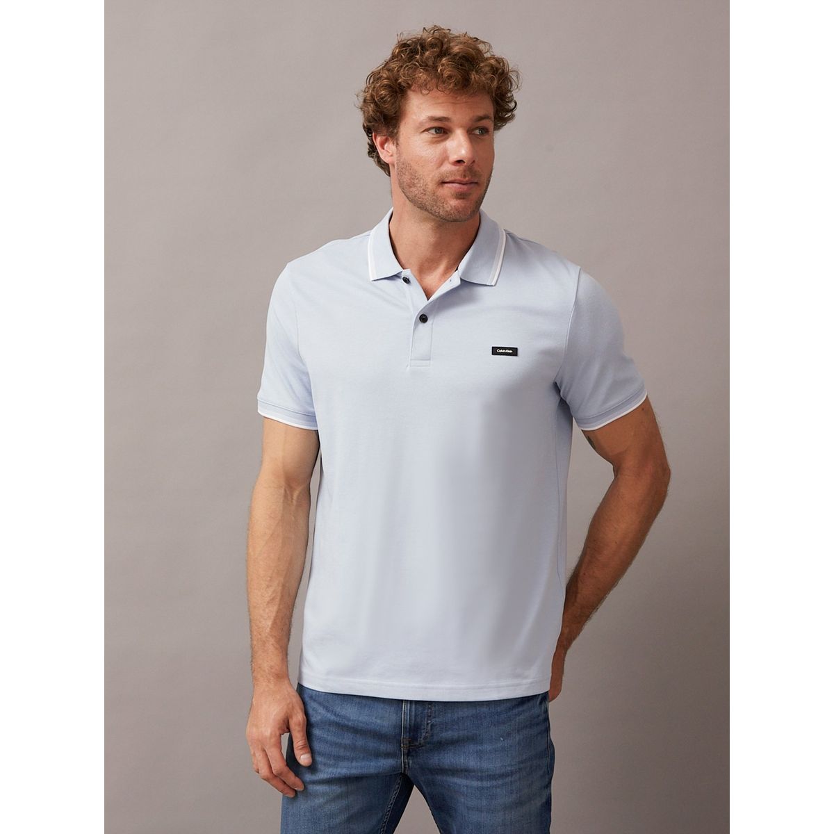 CALVIN KLEIN - Polo Stretch Metal Button Azul Calvin Klein