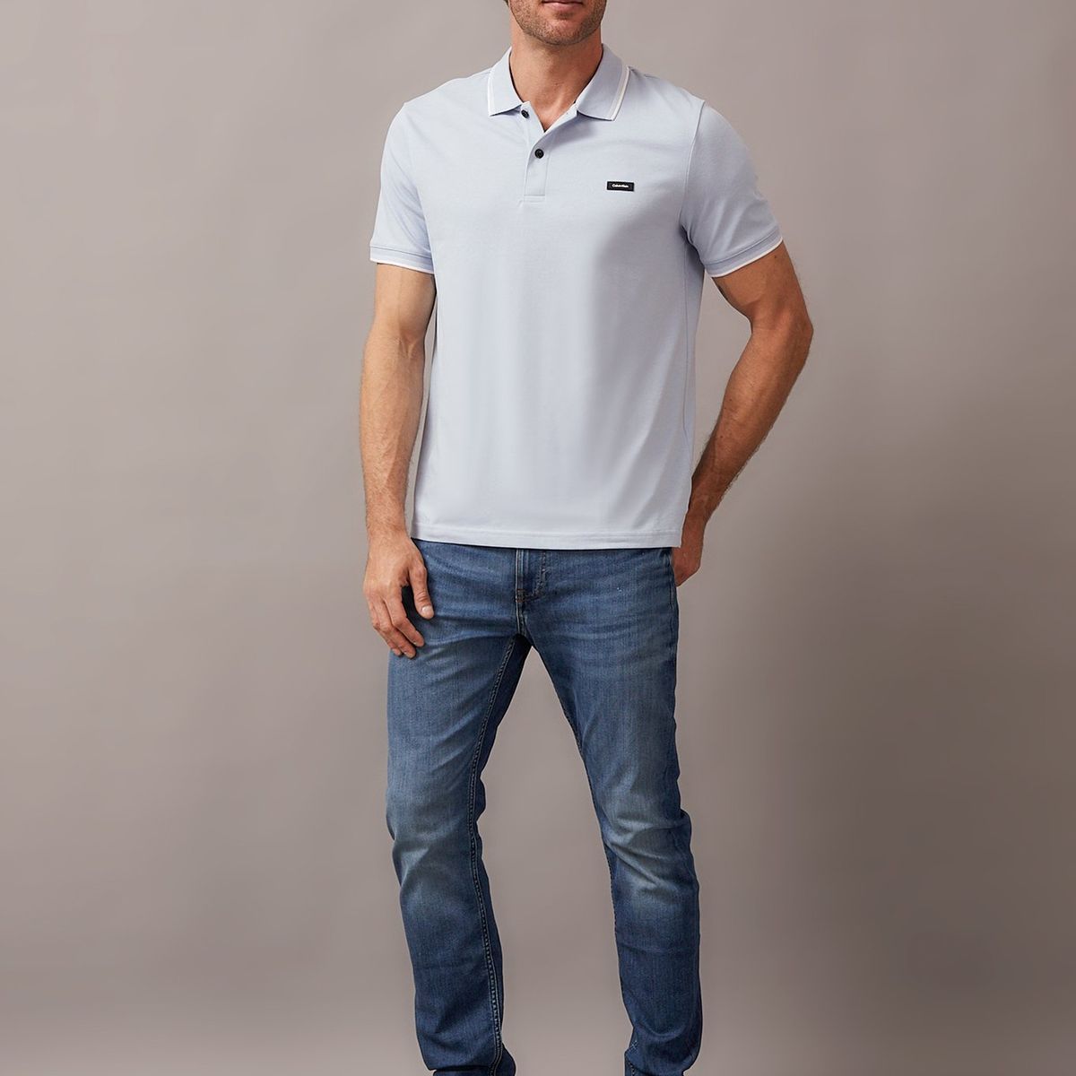 CALVIN KLEIN - Polo Stretch Metal Button Azul Calvin Klein